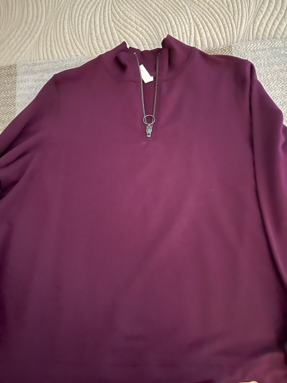 Ideology Womens Half-Zip Mock Neck Top - Plum Burgundy